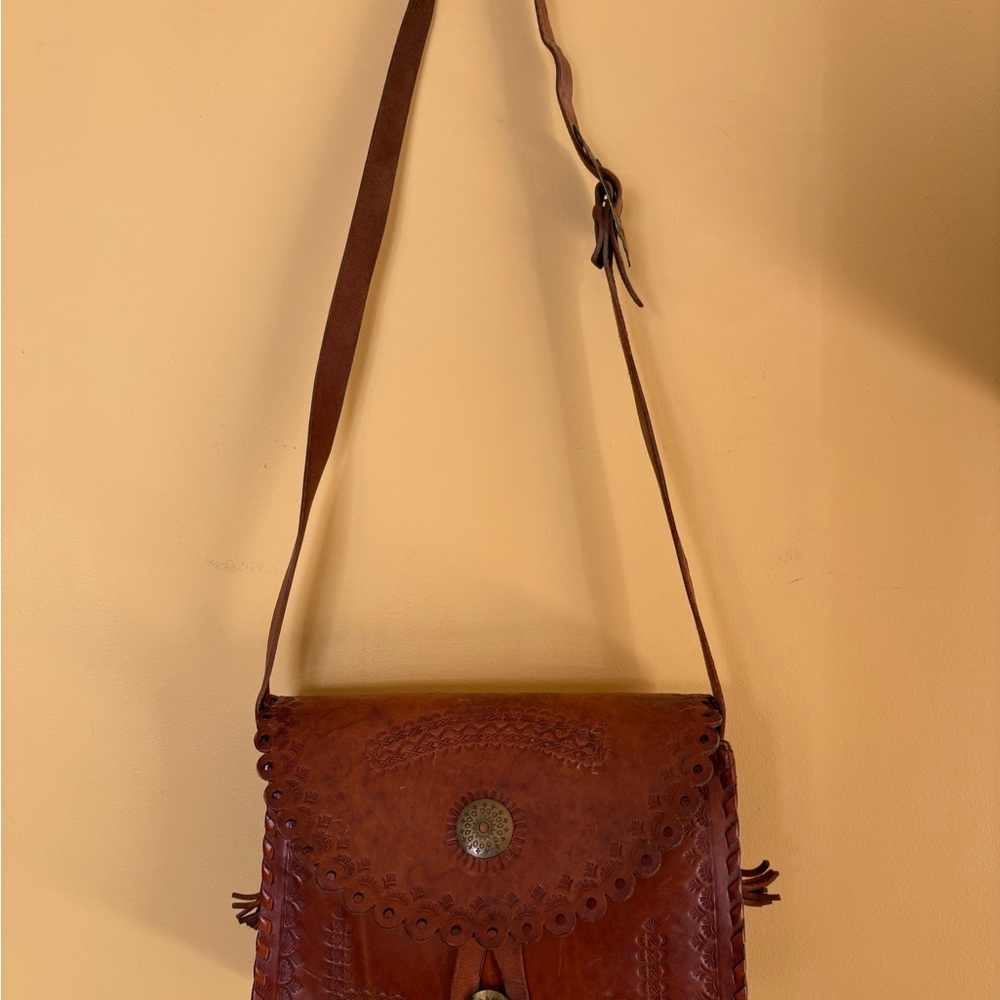 Vintage Leather Tooled Shoulder Bag 60’s 70’s - Picture 13 of 15